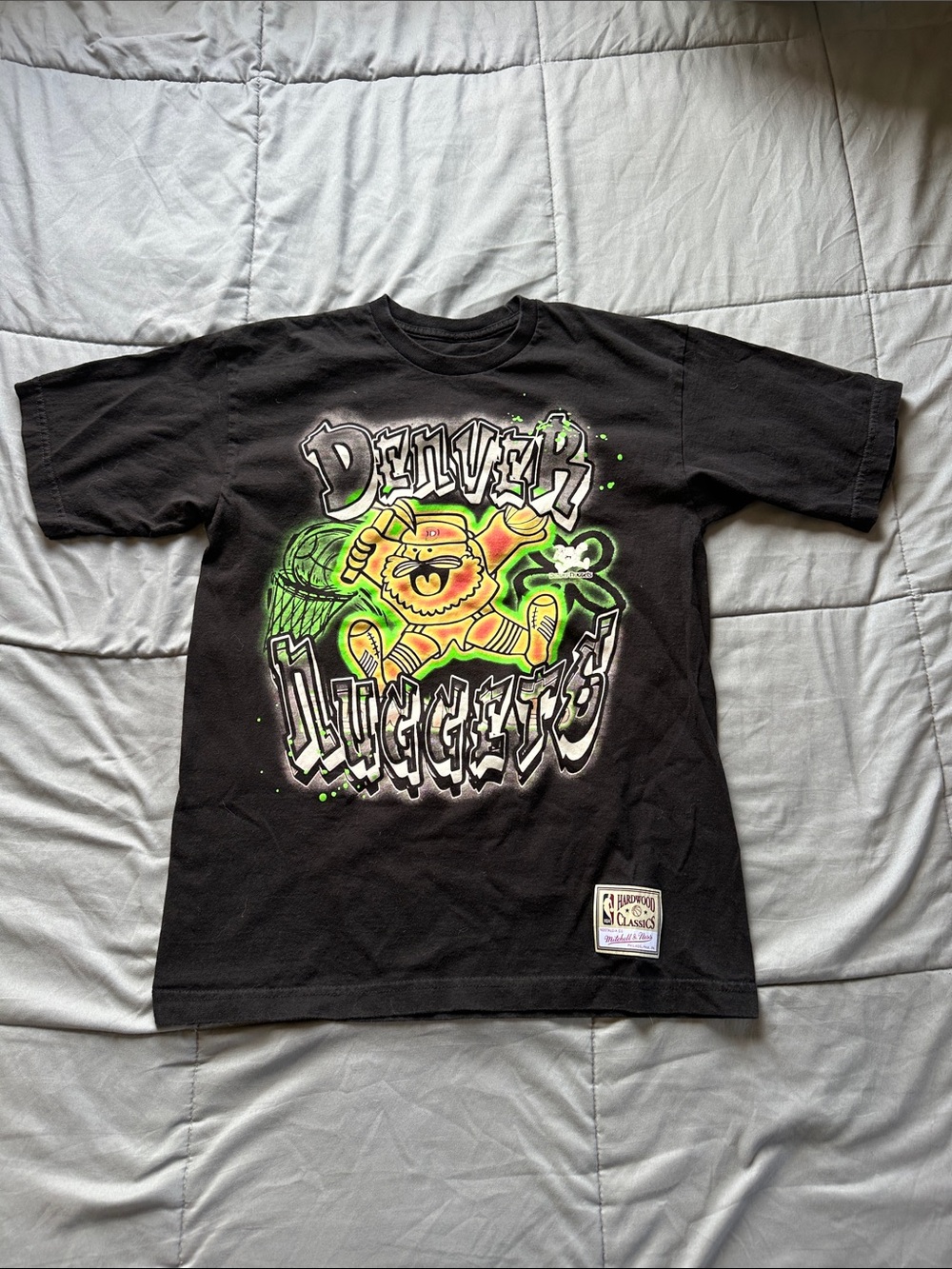 Denver Nuggets Black Graphic Tee with Neon Mascot